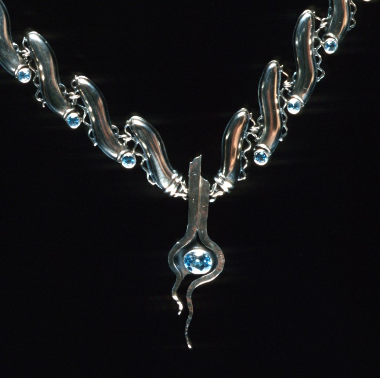 Silver and Topaz Necklace Pendant Detail